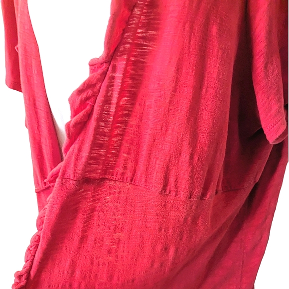 💕Avenue+ Beautiful Pink/Red-ish Lightweight Cotton Cardigan With Ruffled Detail - Picture 5 of 8